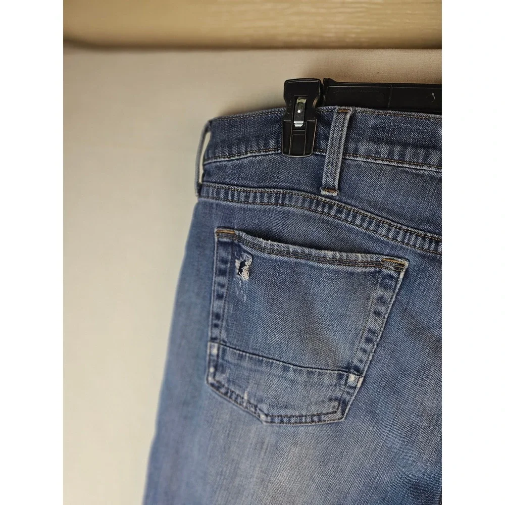 Rock & Republic Mens Straight Leg Jeans Blue Medium Wash Distressed 38x32